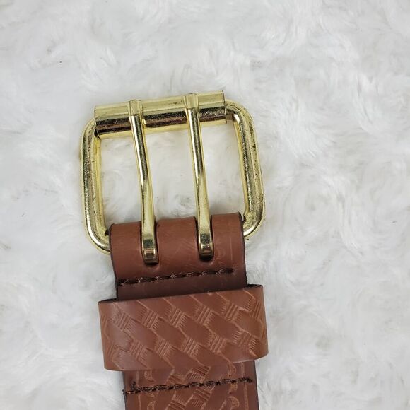 Leather Tooled Belt Brown Size Medium 34-36 - Picture 7 of 11